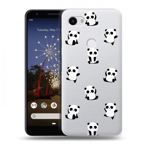 Полупрозрачный дизайнерский пластиковый чехол для Google Pixel 3a XL Прозрачные панды 