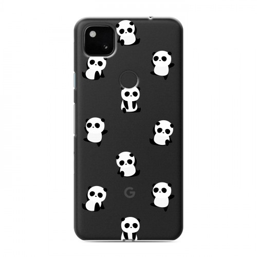 Полупрозрачный дизайнерский пластиковый чехол для Google Pixel 4a Прозрачные панды 