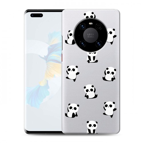Полупрозрачный дизайнерский пластиковый чехол для Huawei Mate 40 Pro Прозрачные панды 