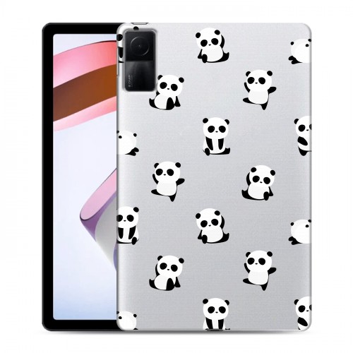 Полупрозрачный дизайнерский силиконовый чехол для Xiaomi RedMi Pad Прозрачные панды 
