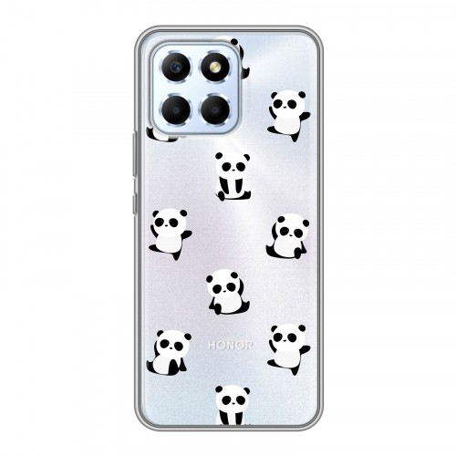 Полупрозрачный дизайнерский силиконовый чехол для Huawei Honor X6 Прозрачные панды 