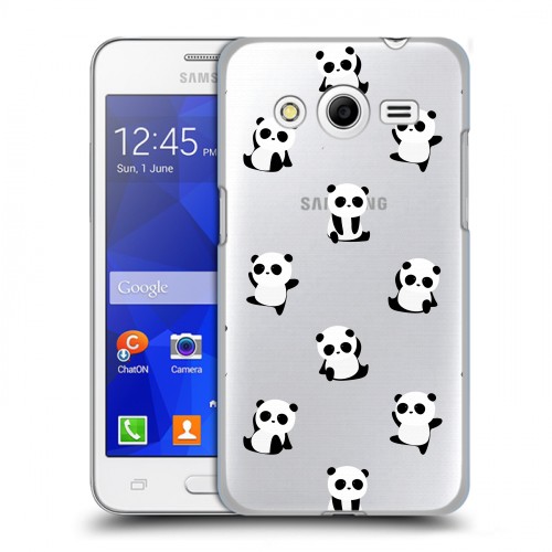 Полупрозрачный дизайнерский пластиковый чехол для Samsung Galaxy Core 2 Прозрачные панды 