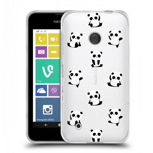 Полупрозрачный дизайнерский пластиковый чехол для Nokia Lumia 530 Прозрачные панды 
