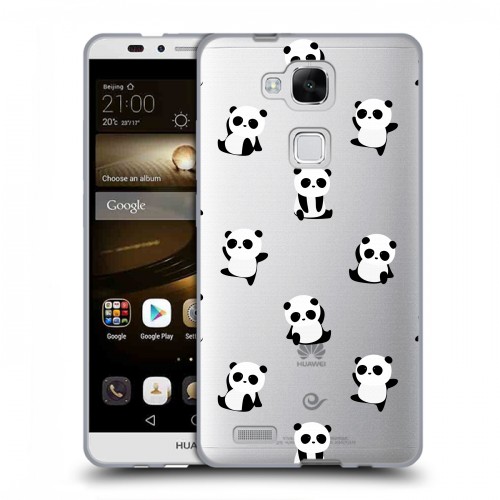 Полупрозрачный дизайнерский пластиковый чехол для Huawei Ascend Mate 7 Прозрачные панды 