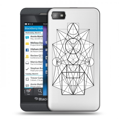 Полупрозрачный дизайнерский пластиковый чехол для BlackBerry Z10 Прозрачные мандалы