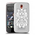 Полупрозрачный дизайнерский пластиковый чехол для HTC Desire 500 Прозрачные мандалы
