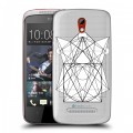 Полупрозрачный дизайнерский пластиковый чехол для HTC Desire 500 Прозрачные мандалы