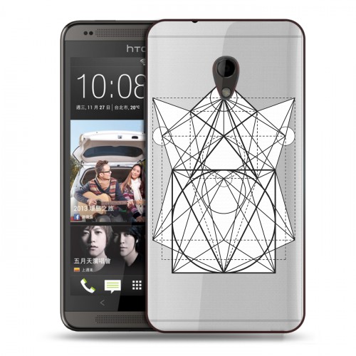 Полупрозрачный дизайнерский пластиковый чехол для HTC Desire 700 Прозрачные мандалы
