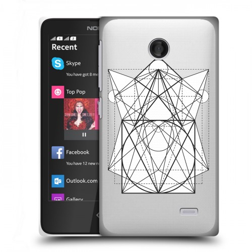 Полупрозрачный дизайнерский пластиковый чехол для Nokia X Прозрачные мандалы