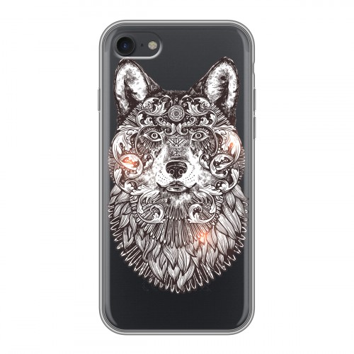 Полупрозрачный дизайнерский силиконовый с усиленными углами чехол для Iphone 7 Волки 