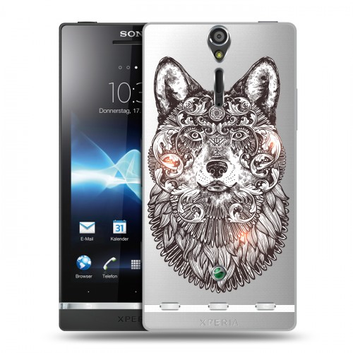 Полупрозрачный дизайнерский пластиковый чехол для Sony Xperia S Волки 