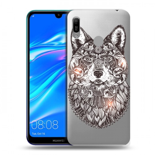 Полупрозрачный дизайнерский пластиковый чехол для Huawei Y6 (2019) Волки 
