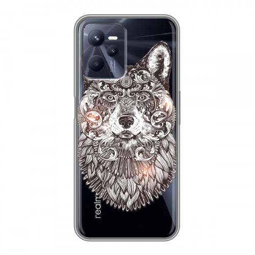 Полупрозрачный дизайнерский силиконовый с усиленными углами чехол для Realme C35 Волки 