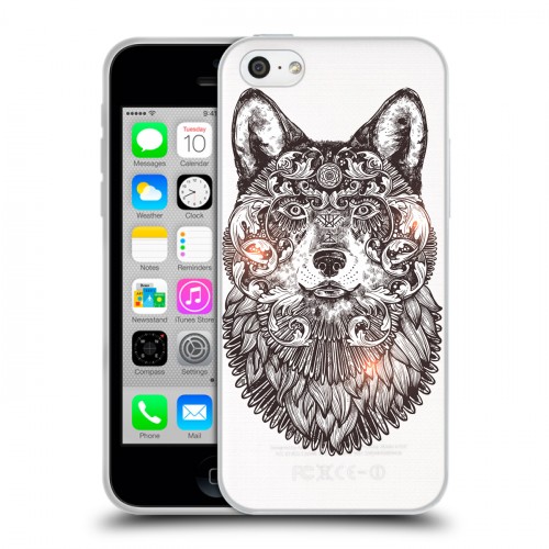 Полупрозрачный дизайнерский пластиковый чехол для Iphone 5c Волки 
