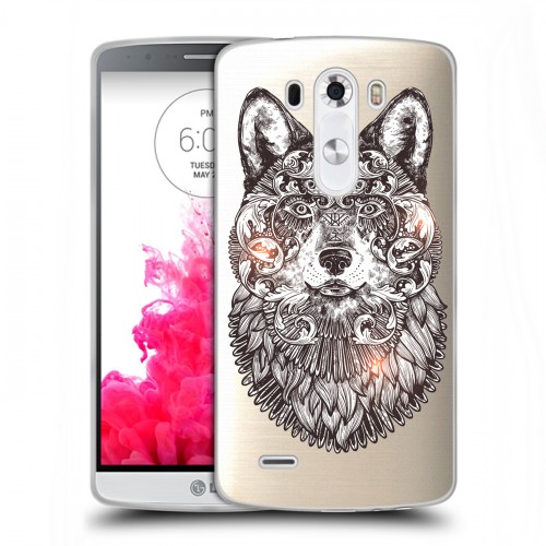 Полупрозрачный дизайнерский пластиковый чехол для LG G3 (Dual-LTE) Волки 