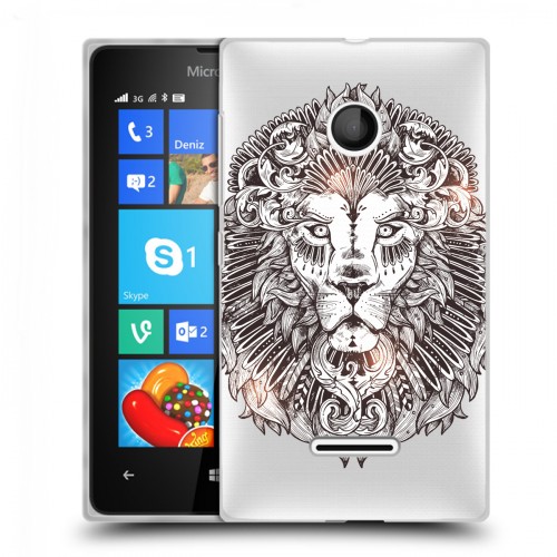 Полупрозрачный дизайнерский пластиковый чехол для Microsoft Lumia 435 Львы
