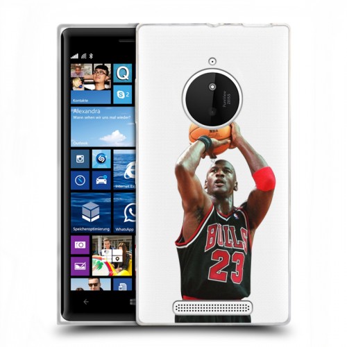 Полупрозрачный дизайнерский пластиковый чехол для Nokia Lumia 830 НБА