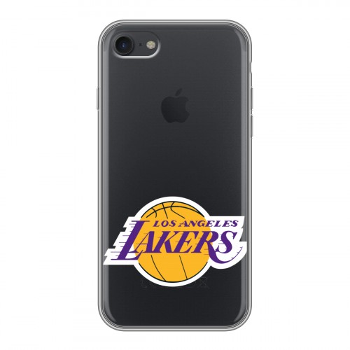 Полупрозрачный дизайнерский силиконовый с усиленными углами чехол для Iphone 7 НБА