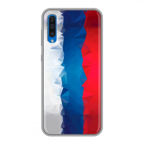 Дизайнерский силиконовый чехол для Samsung Galaxy A50 Российский флаг