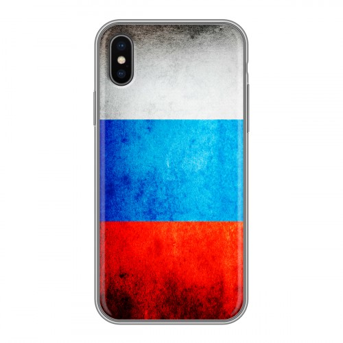 Дизайнерский силиконовый чехол для Iphone x10 Российский флаг