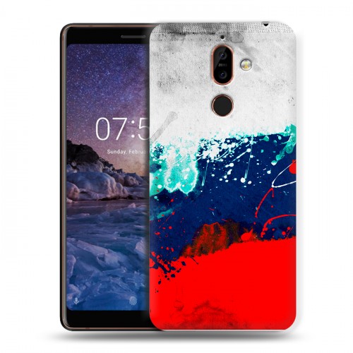 Дизайнерский пластиковый чехол для Nokia 7 Plus Российский флаг