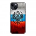 Дизайнерский пластиковый чехол для Iphone 14 Российский флаг