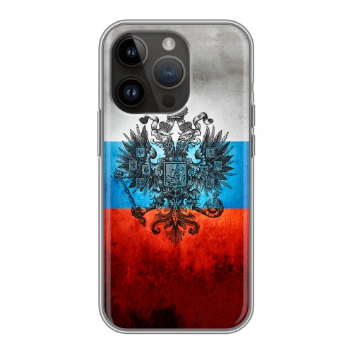 Дизайнерский силиконовый чехол для Iphone 14 Pro Российский флаг