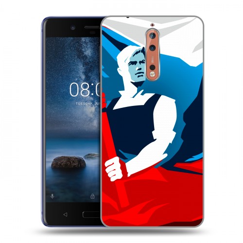 Дизайнерский пластиковый чехол для Nokia 8 Российский флаг