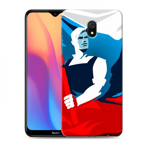 Дизайнерский силиконовый с усиленными углами чехол для Xiaomi RedMi 8A Российский флаг