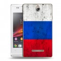 Дизайнерский пластиковый чехол для Sony Xperia E Российский флаг