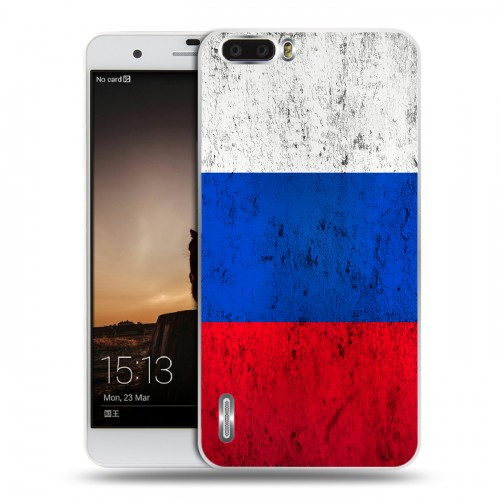 Дизайнерский пластиковый чехол для Huawei Honor 6 Plus Российский флаг