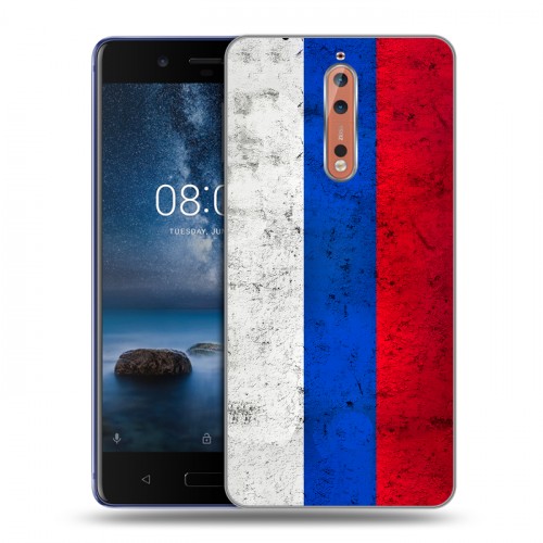 Дизайнерский пластиковый чехол для Nokia 8 Российский флаг