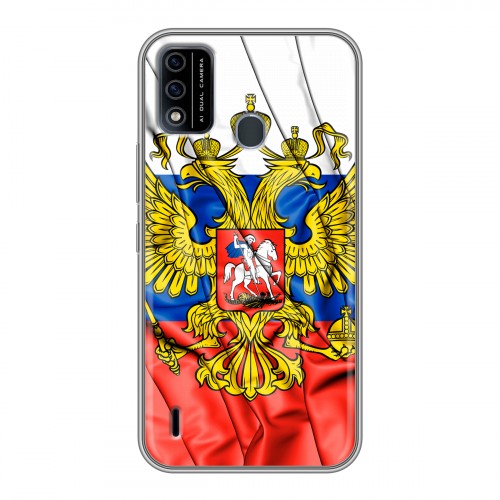Дизайнерский силиконовый с усиленными углами чехол для Itel A48 Российский флаг
