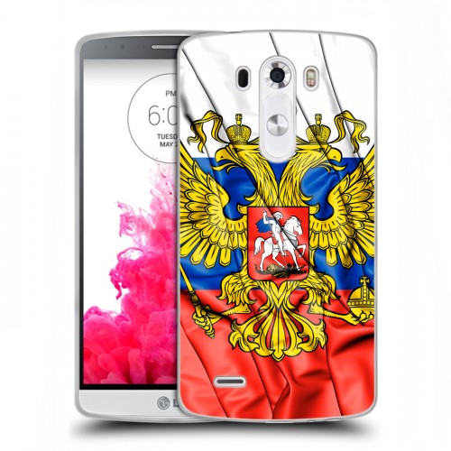 Дизайнерский пластиковый чехол для LG G3 (Dual-LTE) Российский флаг