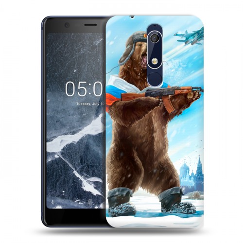 Дизайнерский пластиковый чехол для Nokia 5.1 Российский флаг