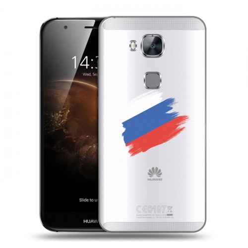 Полупрозрачный дизайнерский пластиковый чехол для Huawei G8 Российский флаг