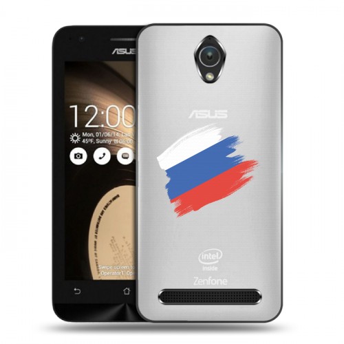 Полупрозрачный дизайнерский пластиковый чехол для ASUS Zenfone Go Российский флаг