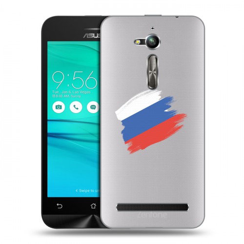Полупрозрачный дизайнерский пластиковый чехол для ASUS ZenFone Go ZB500KL Российский флаг