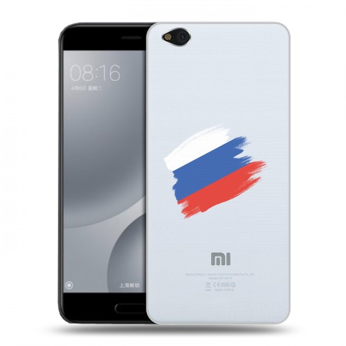 Полупрозрачный дизайнерский пластиковый чехол для Xiaomi Mi5C Российский флаг