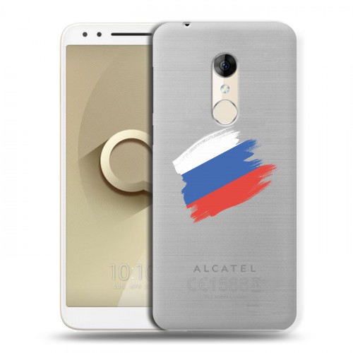 Полупрозрачный дизайнерский пластиковый чехол для Alcatel 3 Российский флаг