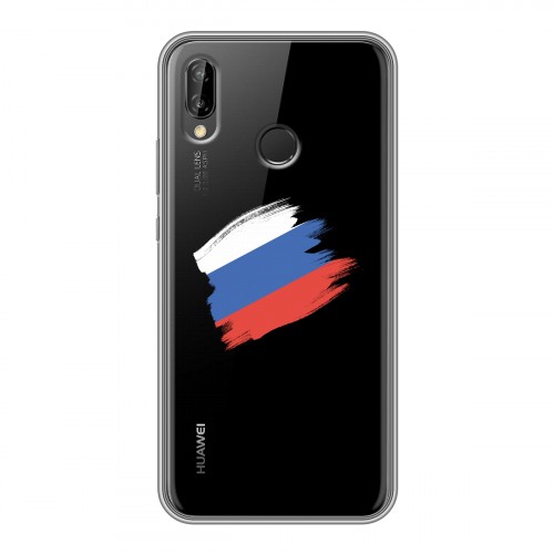 Полупрозрачный дизайнерский пластиковый чехол для Huawei P20 Lite Российский флаг