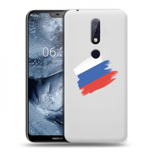 Полупрозрачный дизайнерский пластиковый чехол для Nokia 6.1 Plus Российский флаг