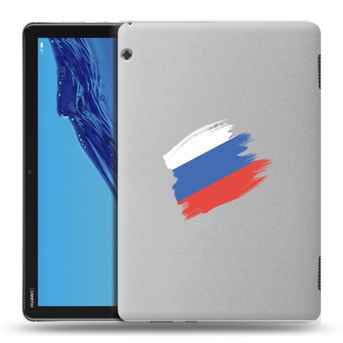 Полупрозрачный дизайнерский силиконовый с усиленными углами чехол для Huawei MediaPad T5 Российский флаг