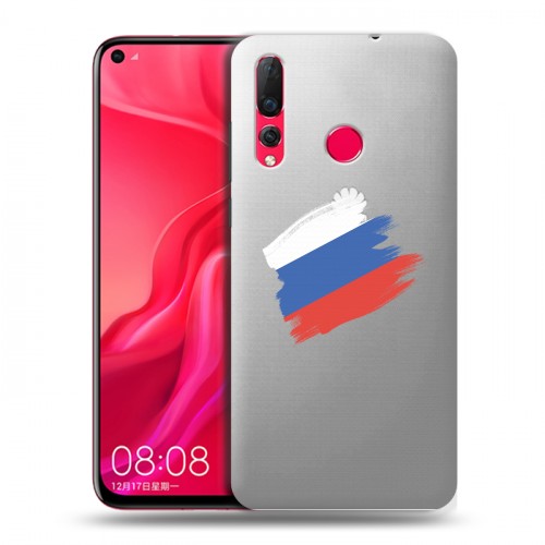 Полупрозрачный дизайнерский пластиковый чехол для Huawei Nova 4 Российский флаг