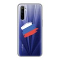 Полупрозрачный дизайнерский силиконовый чехол для Realme 6 Российский флаг