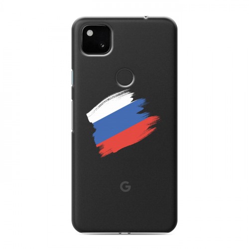 Полупрозрачный дизайнерский пластиковый чехол для Google Pixel 4a Российский флаг