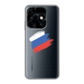 Полупрозрачный дизайнерский силиконовый чехол для Tecno Spark 10C Российский флаг