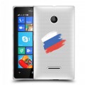 Полупрозрачный дизайнерский пластиковый чехол для Microsoft Lumia 435 Российский флаг