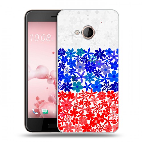 Полупрозрачный дизайнерский силиконовый чехол для HTC U Play Российский флаг