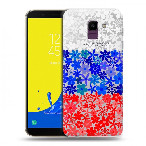 Полупрозрачный дизайнерский пластиковый чехол для Samsung Galaxy J6 Российский флаг